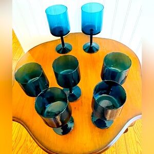 Swedish blue 1970’s‎ wine glasses